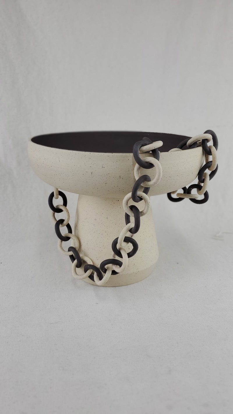 2-Tone Pedestal Fruit Bowl with Chain