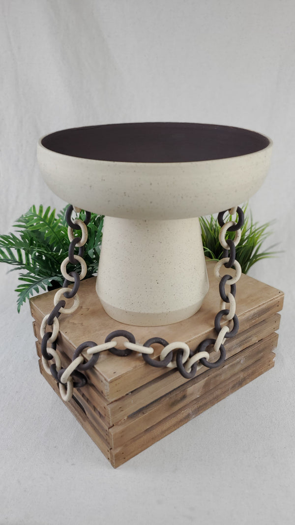 2-Tone Pedestal Fruit Bowl with Chain