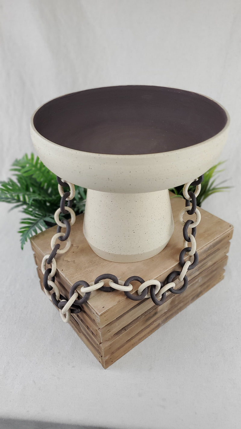 2-Tone Pedestal Fruit Bowl with Chain