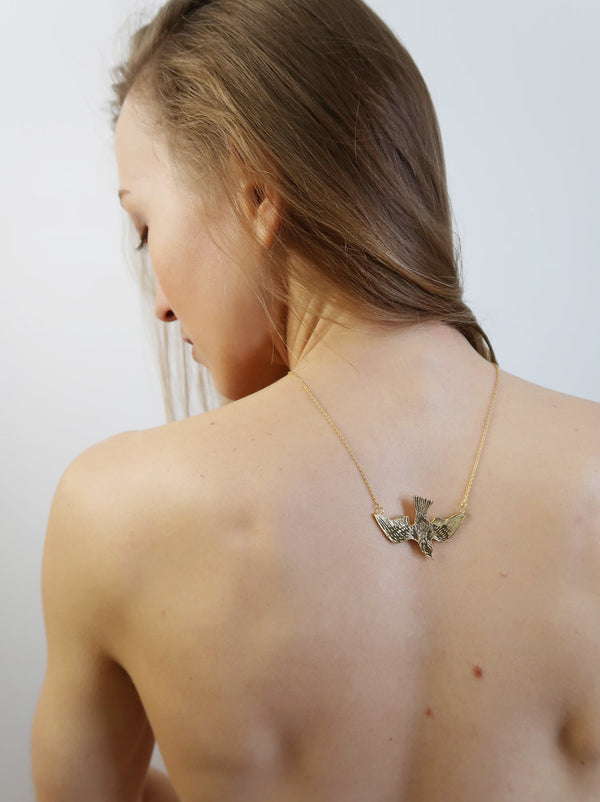 Soaring Bird Necklace in 14K Gold Vermeil