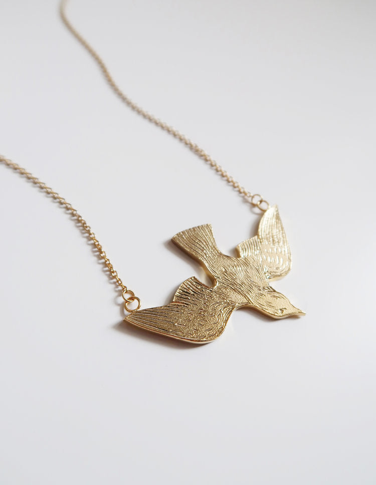 Soaring Bird Necklace in 14K Gold Vermeil